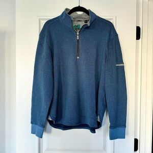 Robert Graham Men’s 1/4 Zip Blue Striped Sweater, Size Medium